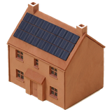 A clay house with solar panels along the roof