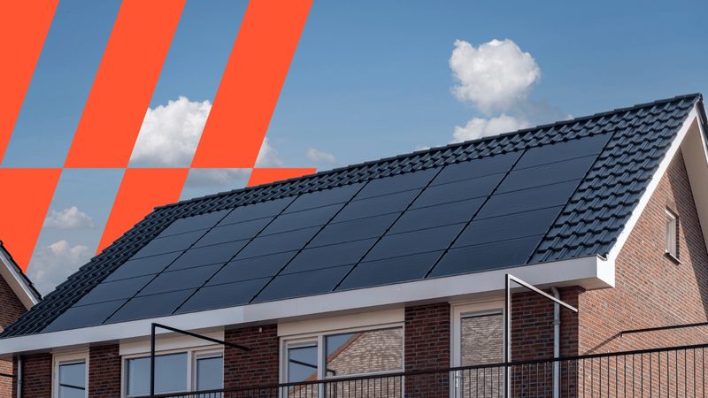 Aerial view of a completed conversion scheme with solar panels across the roofs