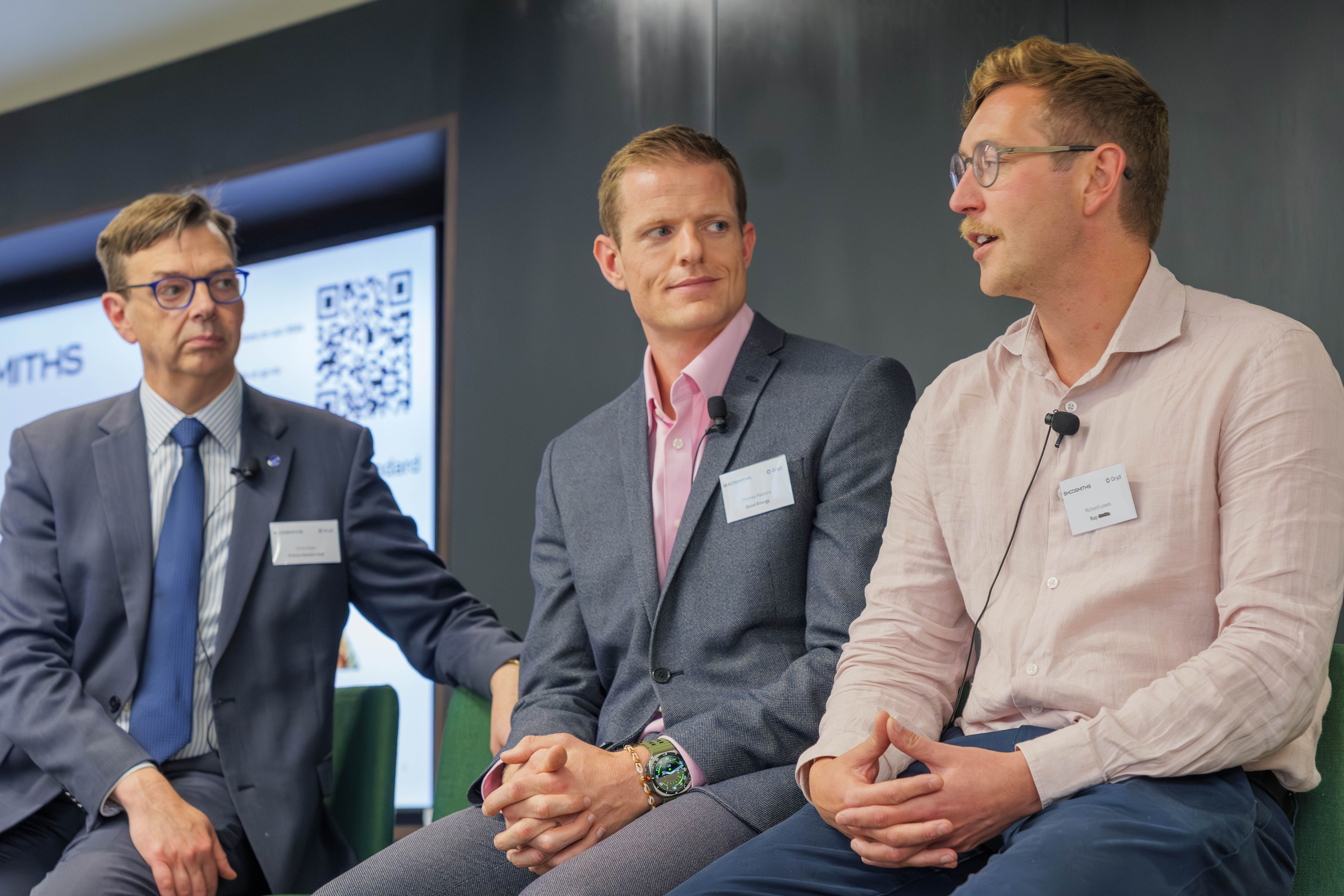 The first panel at the briefing, left to right Christopher Gaze, Thomas Parsons and Richard Lowes