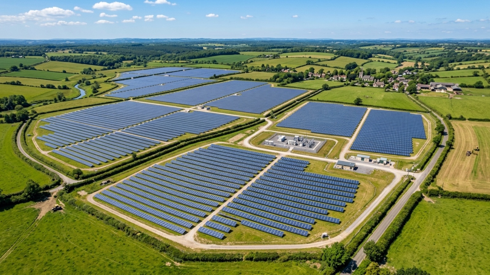 A street of new homes with rooftop solar, in Gryd branding
